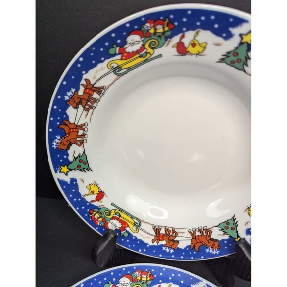 Royal Heritage Collection Christmas Time Pattern Rimmed Soup Bowls Set of 4 - Picture 5 of 11
